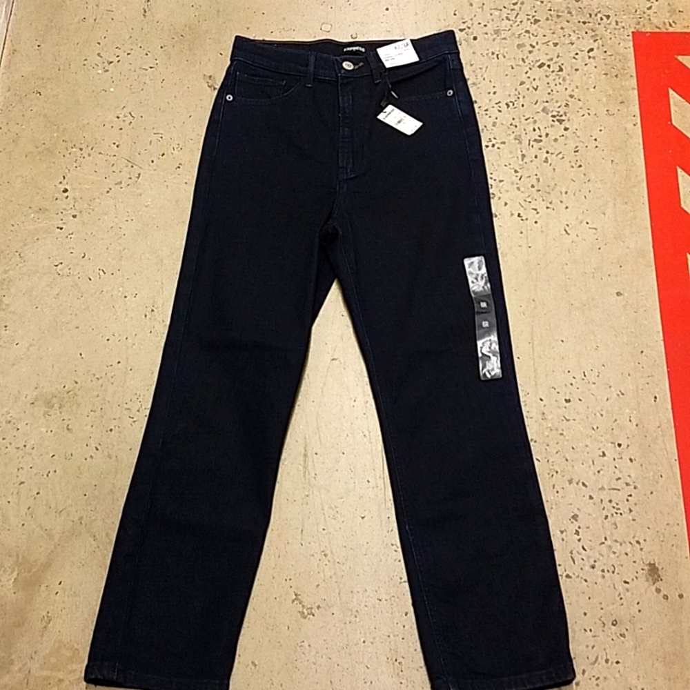 Express dark blue cropped high-rise women's jeans